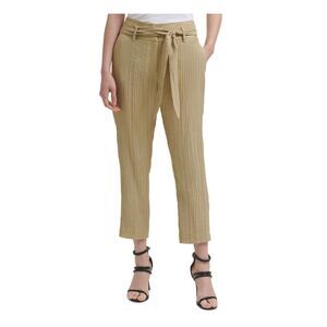 DKNY Womens Beige Textured Zippered Lined Ankle Wear To Work High Waist Pants 16